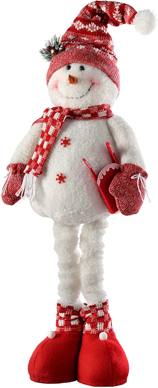 WeRChristmas 46 – 71 cm with Extendable Legs Female Snowman Christmas Decoration – Red/White