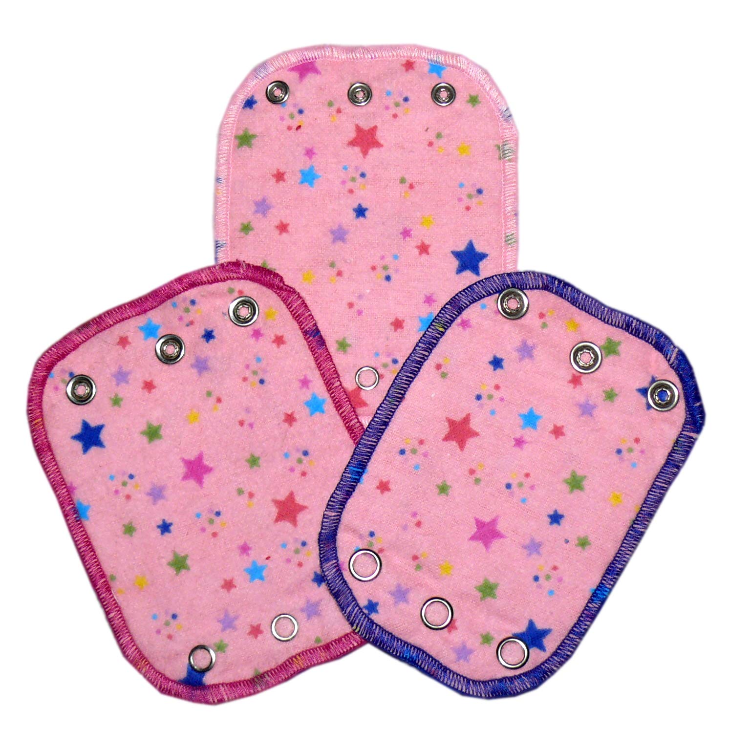 Body Extensions Pack of 3 Cotton, Stars Pink, je 1 Verlängerung für 7mm, 8mm und 9mm Druckknöpfe