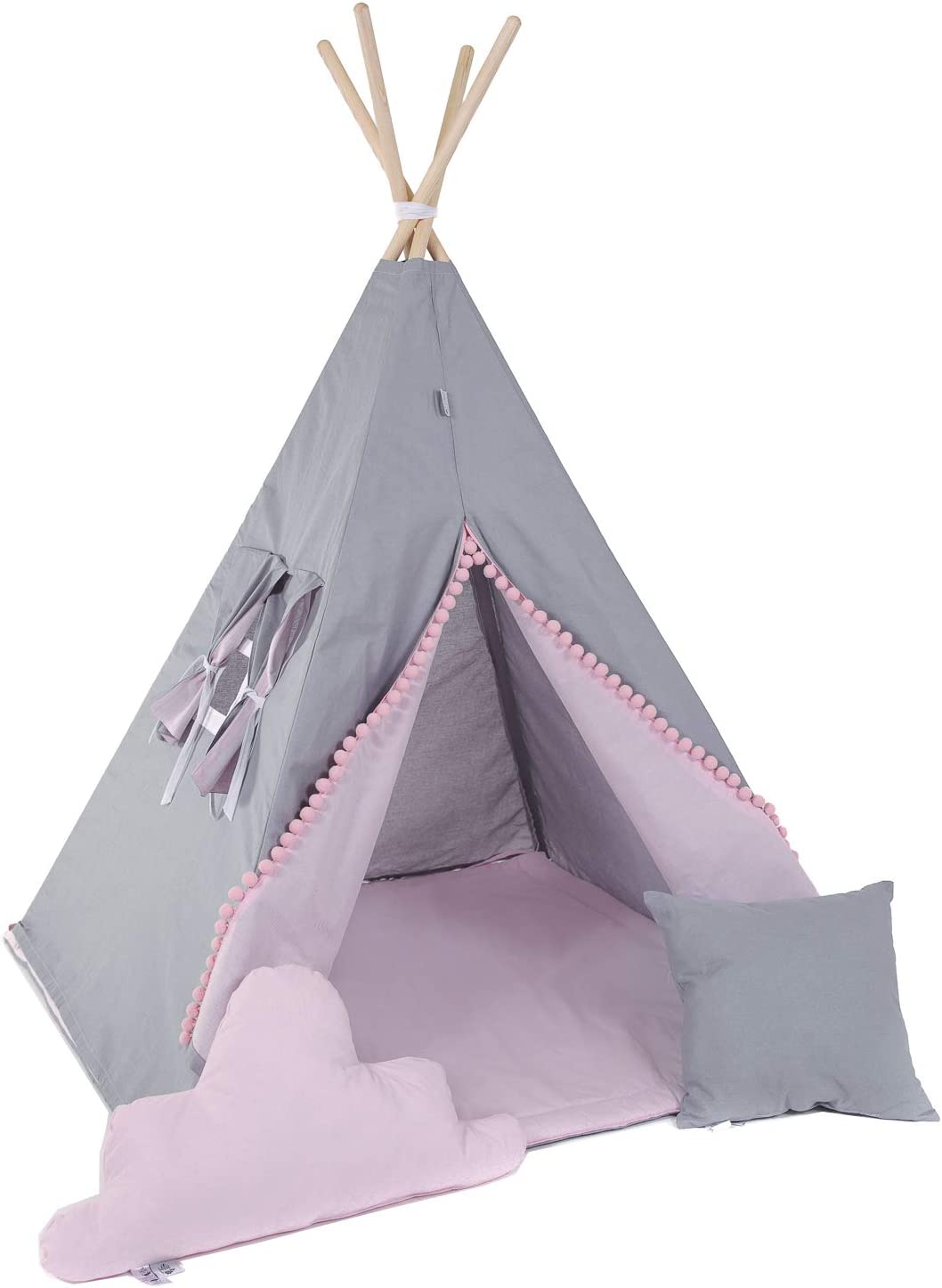 Children\'s Toy Teepee / Tipi Set, Indoors or Outdoor Play Tent with 8 Elements and Window