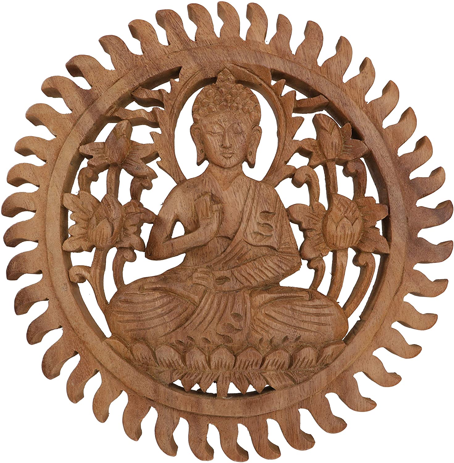GURU SHOP Carved Wall Picture Decorative Wall Relief Buddha Brown 28 x 28 x 2 cm