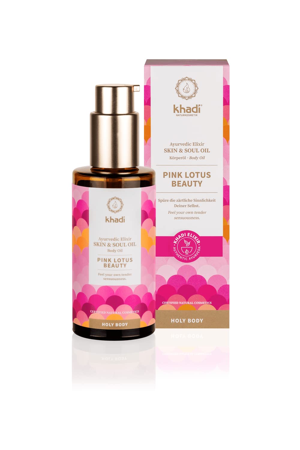 khadi Pink Lotus Beauty Ayurvedic Hydrating Body Oil - Harmonising & Moisturising Sense Oil - 100% Vegetable & Natural - 100 ml