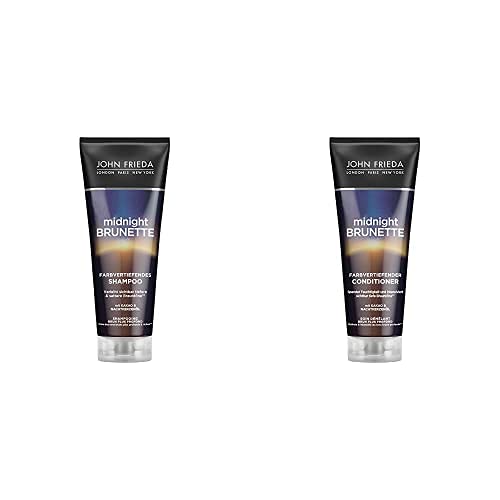 John Frieda Midnight Brunette Komplett-Set für braunes Haar - Shampoo und Conditioner - Farbvertiefend - Mit Kakao und Nachtkerzenöl, Set: 500ml