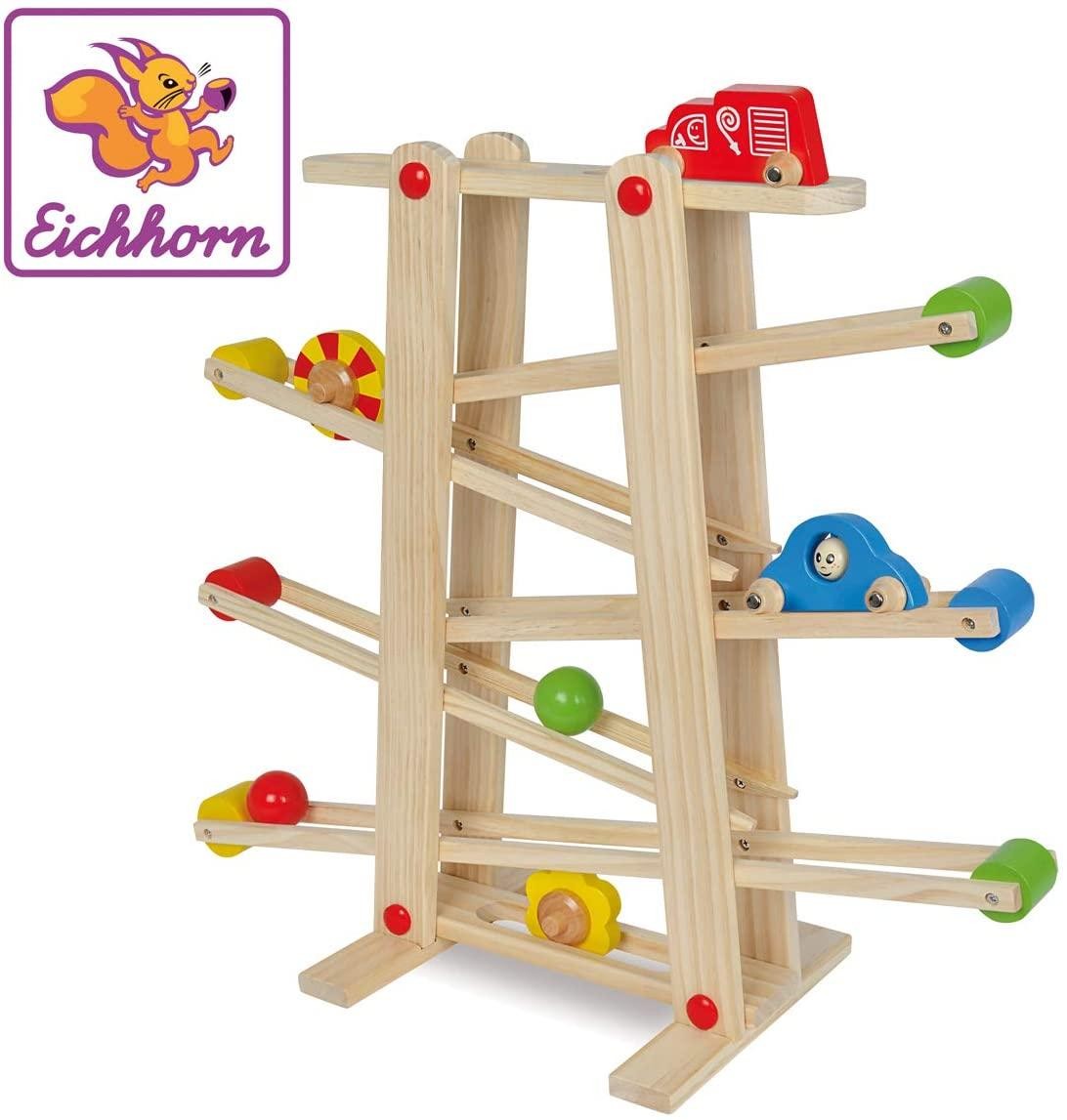 Eichhorn Large Rolling Track Made Of Pine Wood, 7 Pieces, With 6 Roller Ele