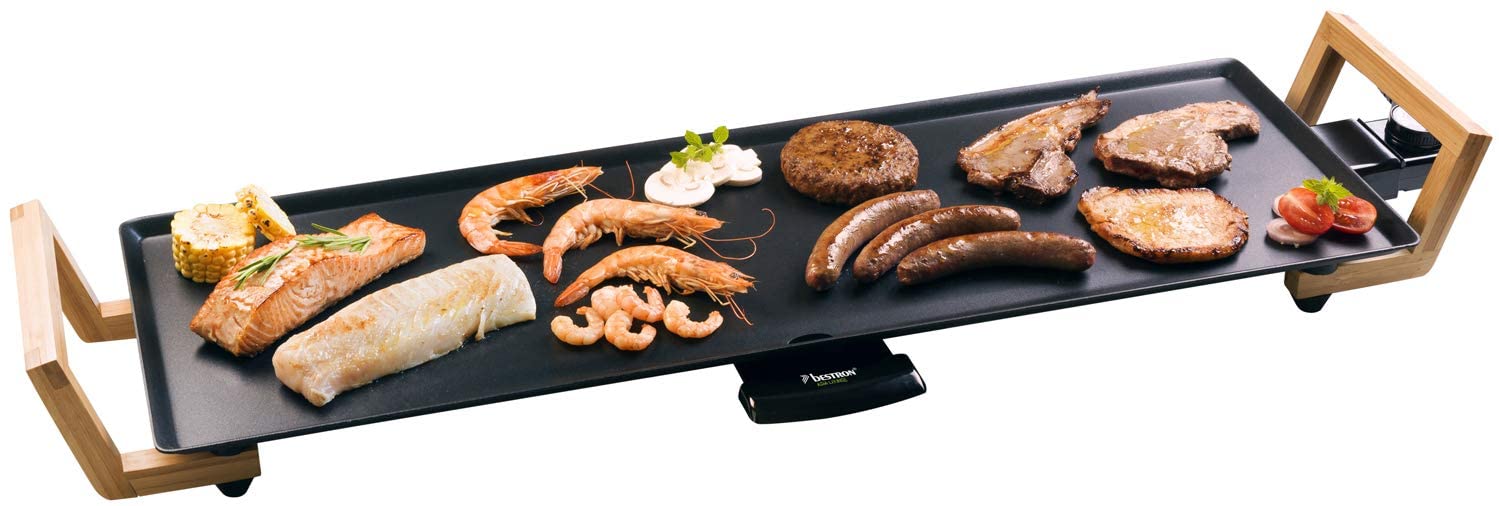 Bestron Teppanyaki Grill Plate In Asia Design, With Bamboo Handles