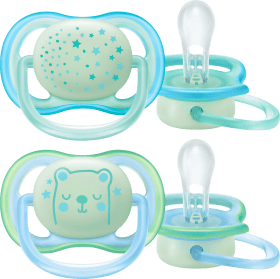 Philips Avent Pacifier ultra air night silicone, blue/green, 0-6 months, 2 pcs