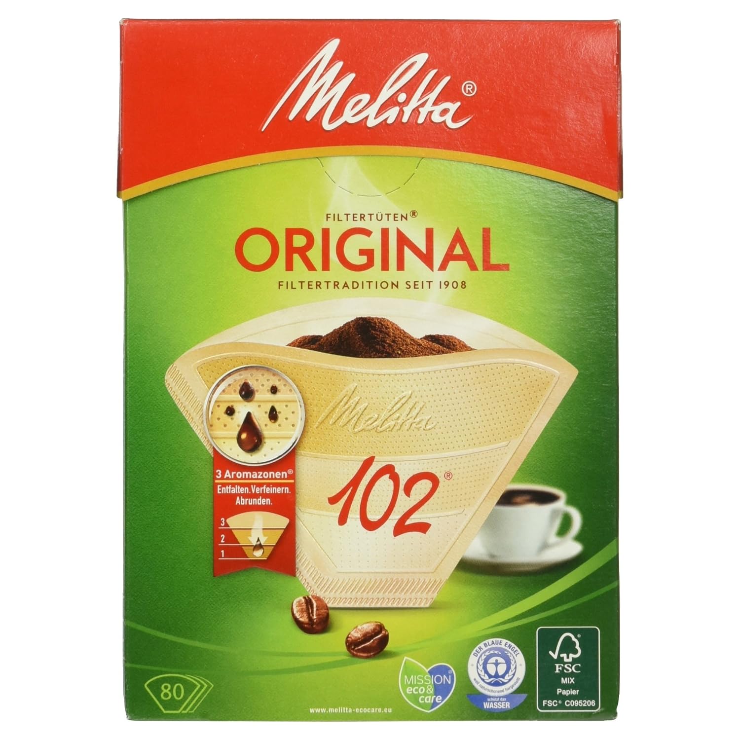 Melitta 80 x Natural Brown 3 Aroma Filter Bags 102