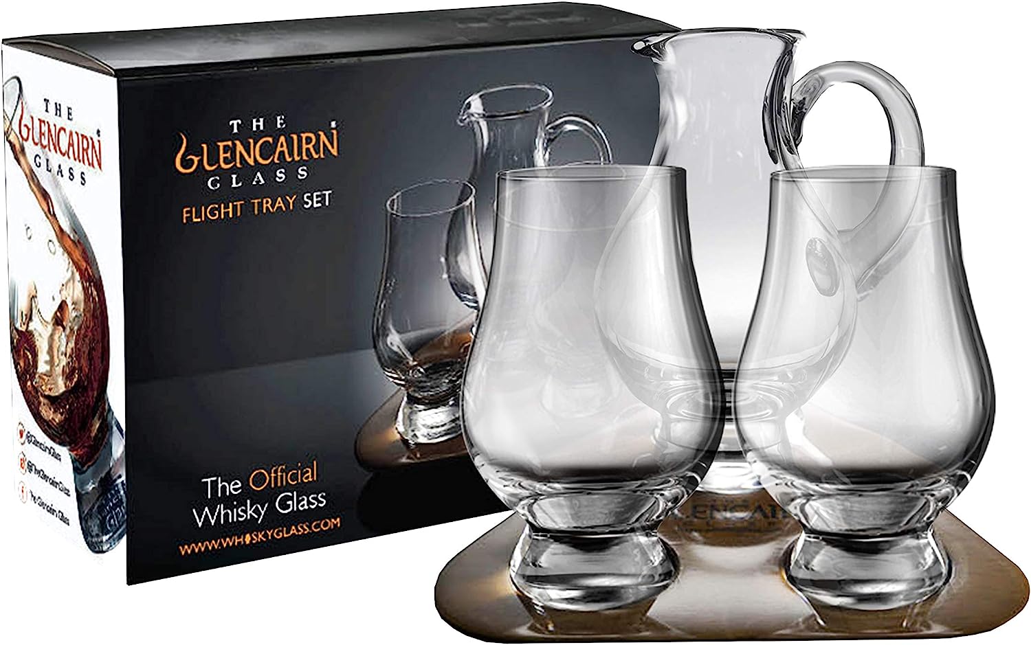 The Glencairn Official 2 Glasses and Jug Whisky Flight Tasting Tray