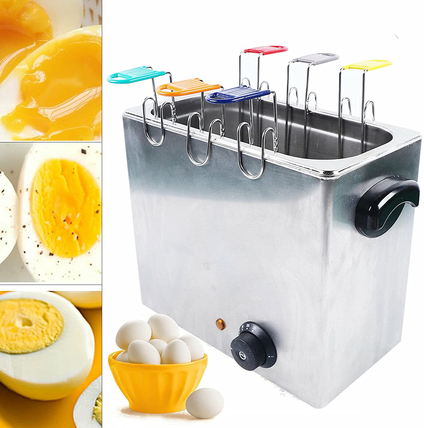 YiWon Electric Egg Cooker Stainless Steel 2600W 30-110°C Egg Boiler Egg Machine Hard Boiled Eggs Stainless Steel with 6 Egg Baskets