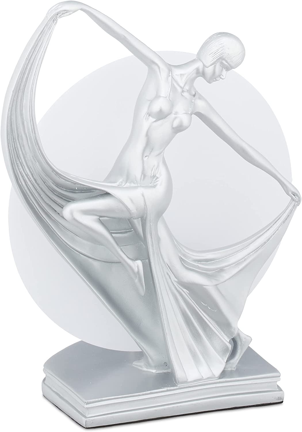 Relaxdays Table Lamp, Dancing Woman Figure, Indirect Light, E27 Socket, Bedside Table, Living Room, Table Lamp, Silver