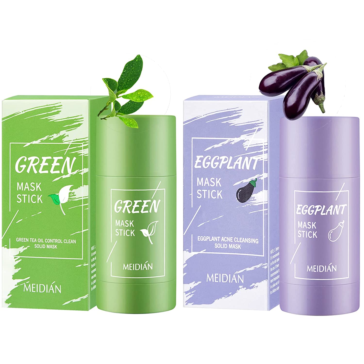 Bosuya Green Tea Mask Green Mask Clay Stick Aubergine Oil Controlled Solid Deep Cleaning Mud Film Removal Blackhead Face Mask Acne Cleaning Blackhead Remover, ‎type