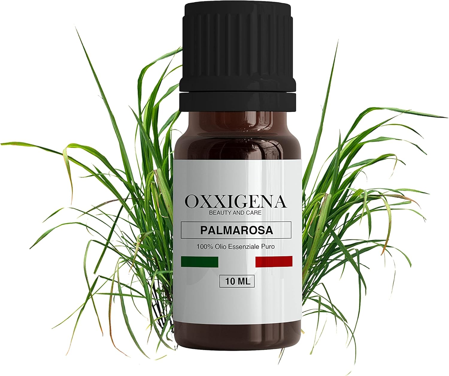 Oxxigena - Palmarosa Essential Oil - 10ml - Made in Italy - 100% Pure, Natural, Vegan, GMO Free - Ideal for Aromatherapy, Massage Mixes