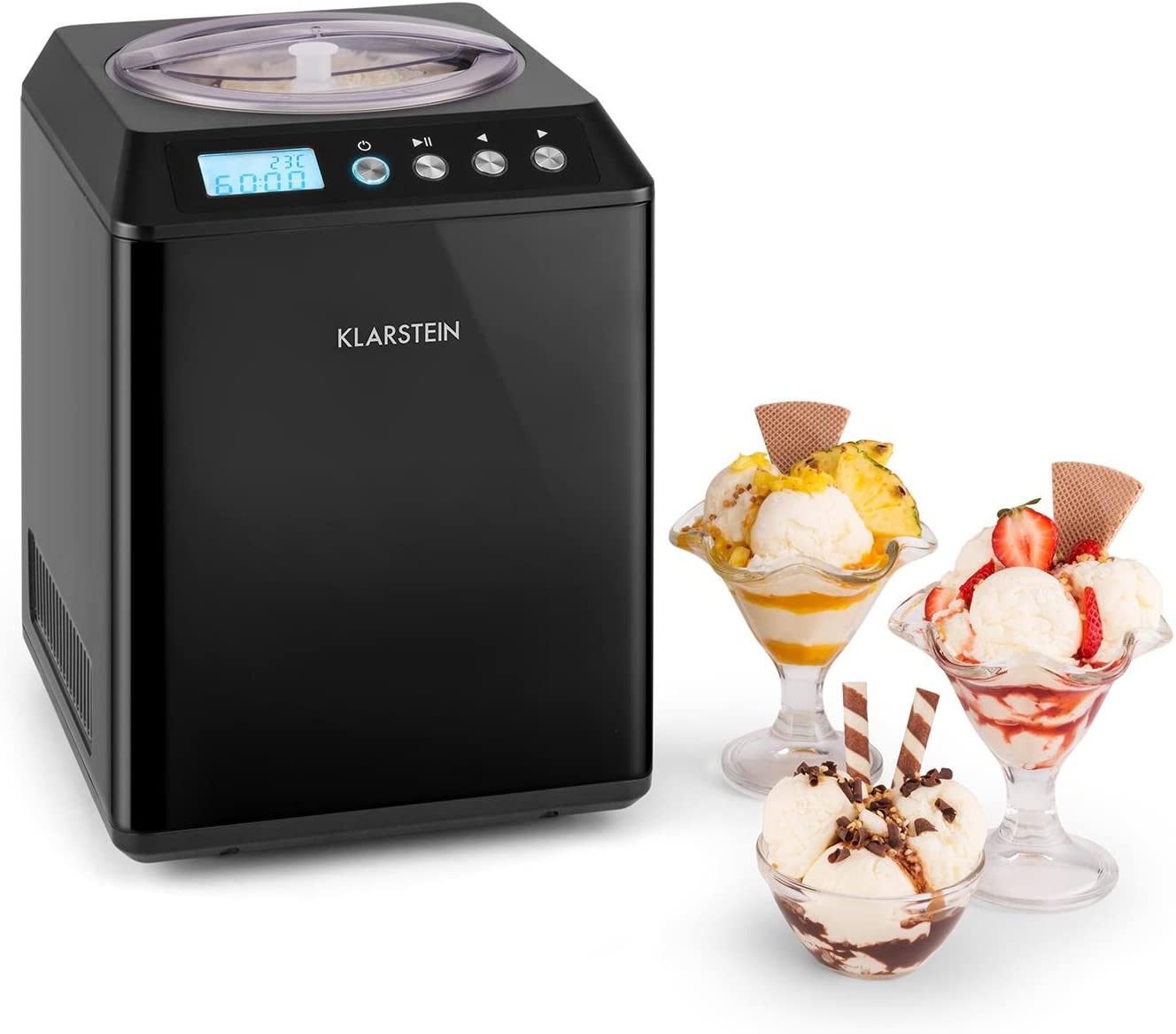Klarstein Vanilla Sky Ice Cream Machine Compressor 2L, Black