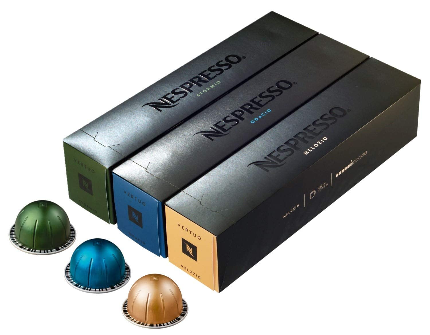 Nespresso Vertuoline Coffee Capsules Assortment - The Best Sellers: 1 Sleeve of Stormio, Odacio and Melozio for a Total of 30 Capsules by Nespresso