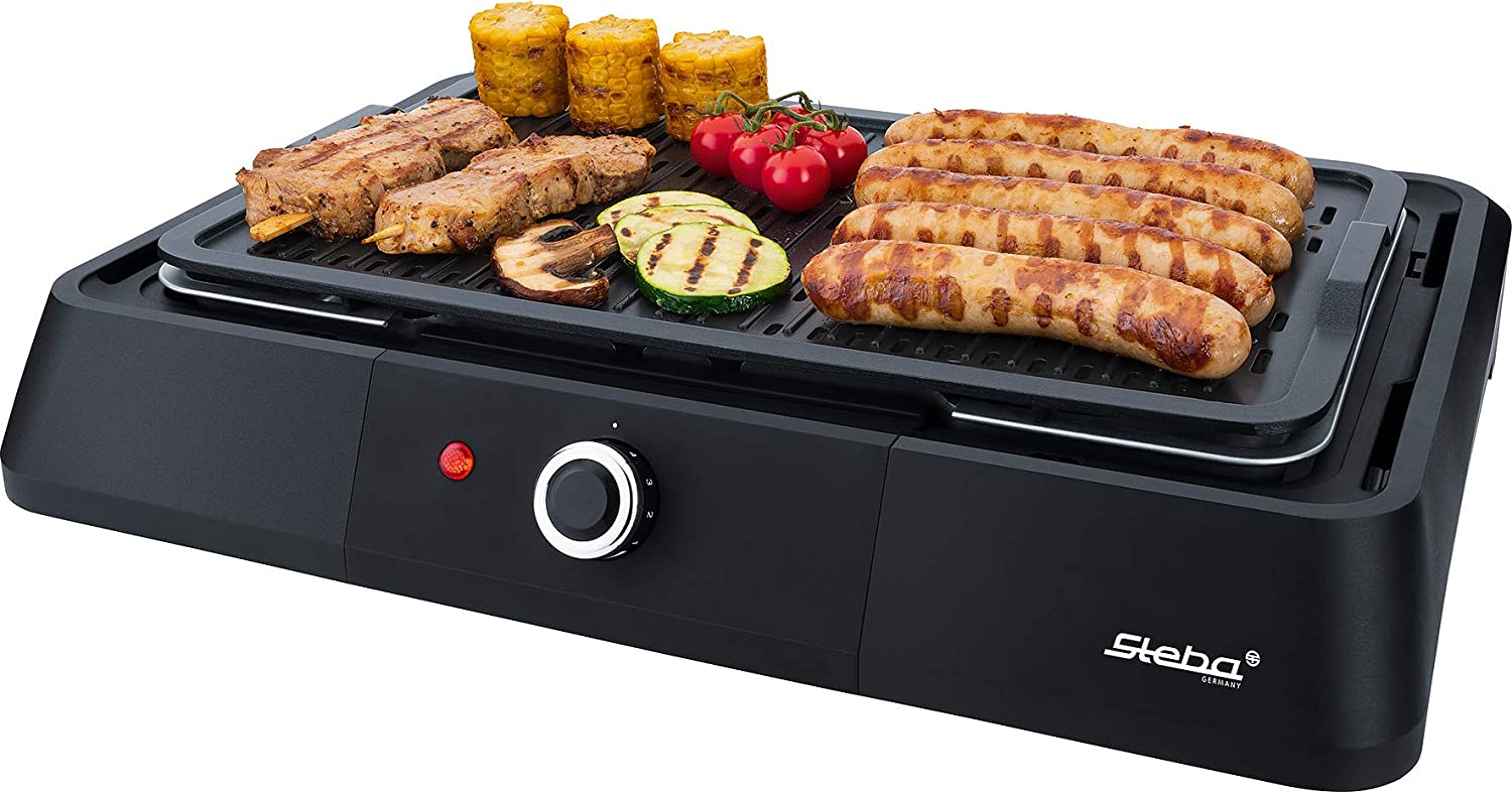 Steba BBQ table grill VG P20 | non-stick grill plate with 39 x 22 cm grill surface | continuous temperature control | low fat: frying liquid runs into a water bowl