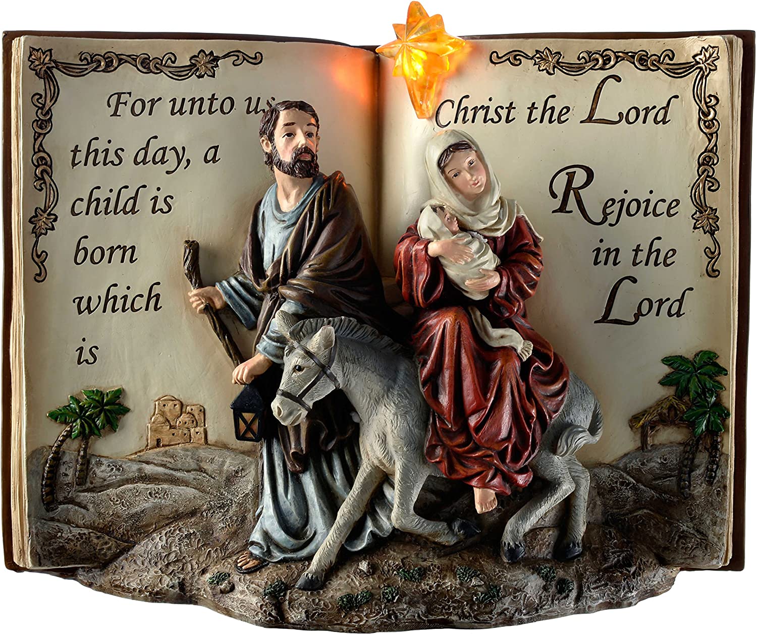 WeRChristmas 28 cm Hand-Painted Holy Family Nativity Book – Multicoloured