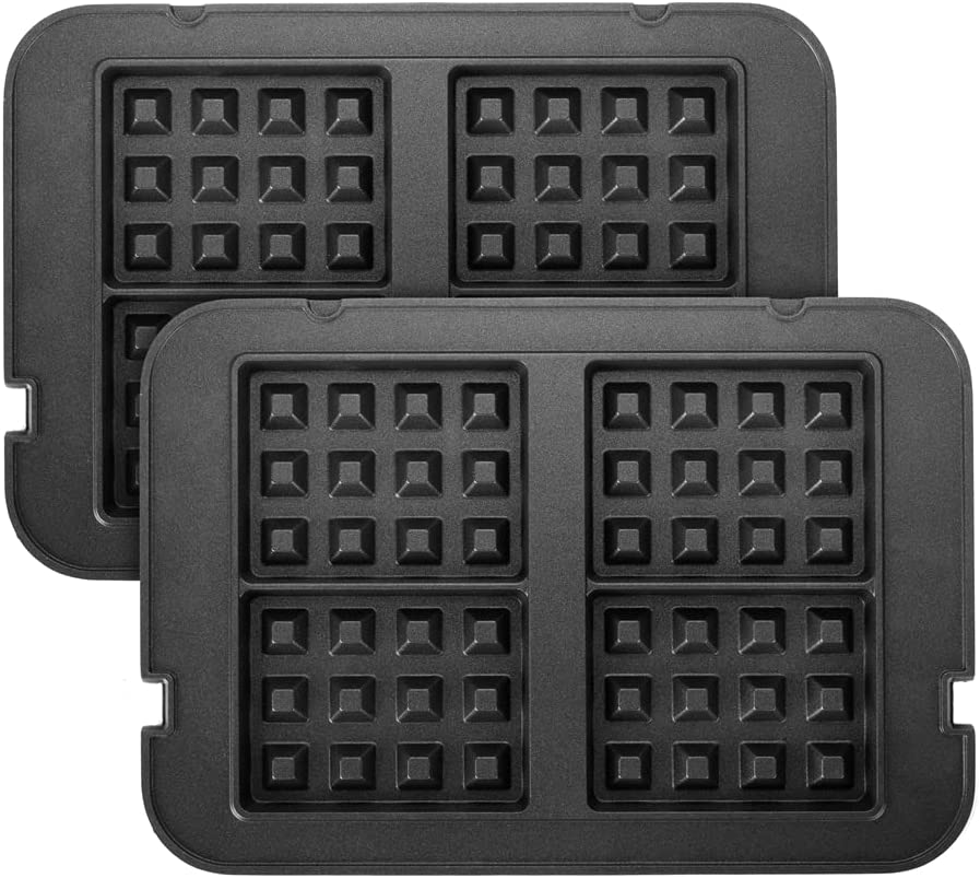Ultratec Waffle plate set for 2-in-1 contact grill and table grill, for preparing Belgian waffles, easy insertion with click mechanism, dishwasher safe