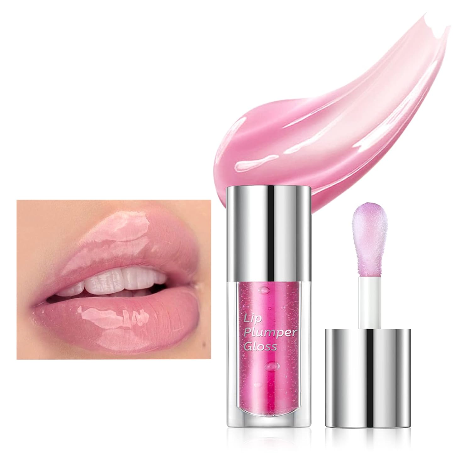 Prreal Lip Glow Oil, Hydrating Lip Gloss Tinted Lip Balm With Big Brush, Moisturising Transparent Toot Lip Oil, Nourishing Non-Sticky Lip Oil Tinted for Lip Care Dry Lip (Chererry Blossom)