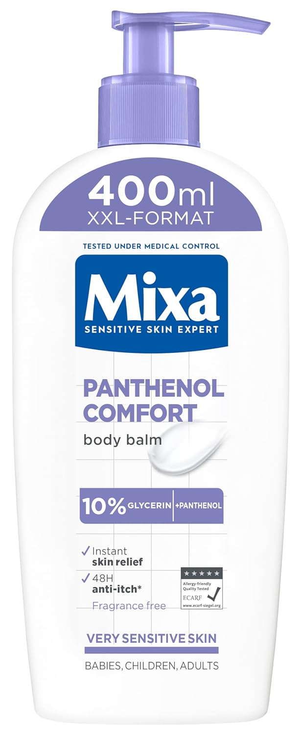 Mixa Panthenol Comfort Body Balm, ITCH relieving and Soothing Balm, with Panthenol and vegetable glycerin, for sensitive skin, 400 ml