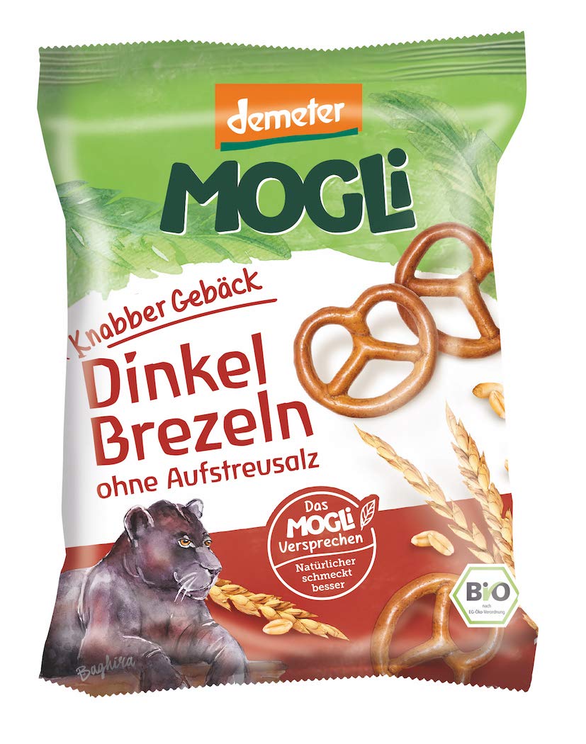 MOGLi Bio Demeter Dinkel Brezeln, ohne Aufstreu-Salz 10er Pack (10x 50 g)