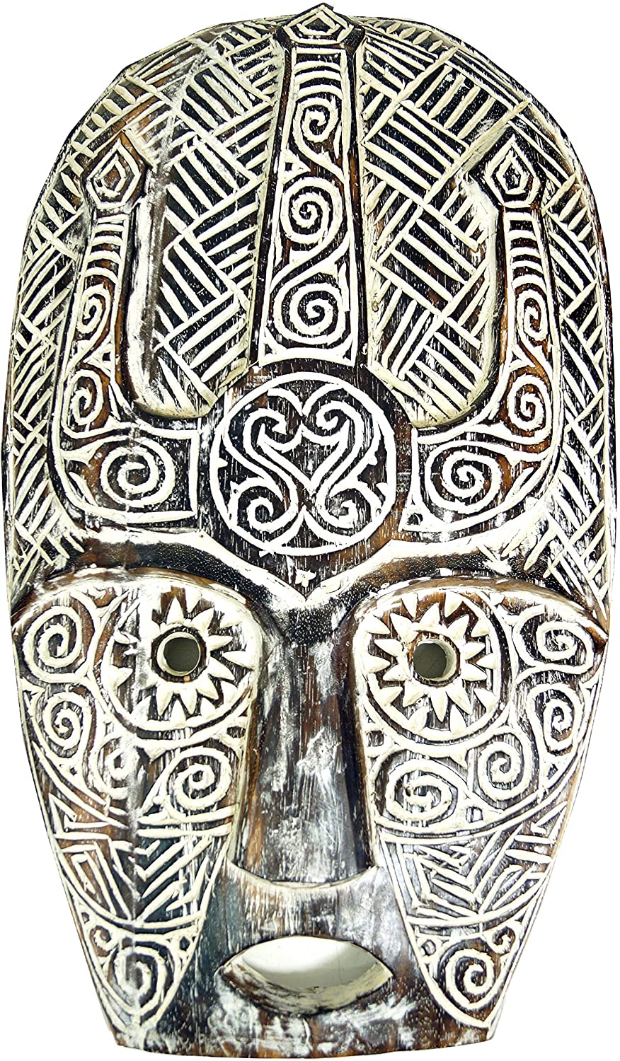 Guru-Shop East Timor Mask, Ethnic Mask, Carved Mask, Model 5, Brown, 67 x 40 x 7 cm, Masks and Wall Decoration