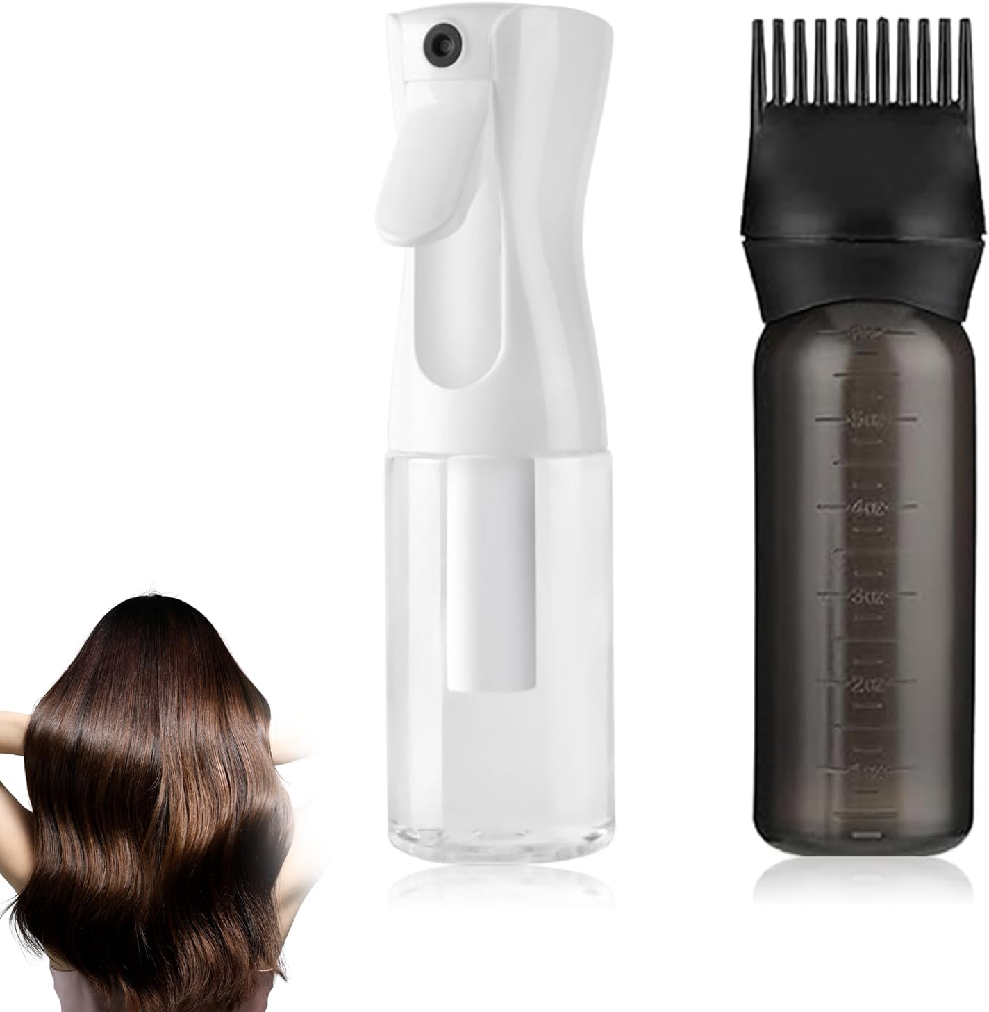 Landrain 170 ml Oil Applicator for Hair and 200 ml Spray Bottle Hair Curls Set, Root Comb Applicator Bottle, Applicator Bottle Hair