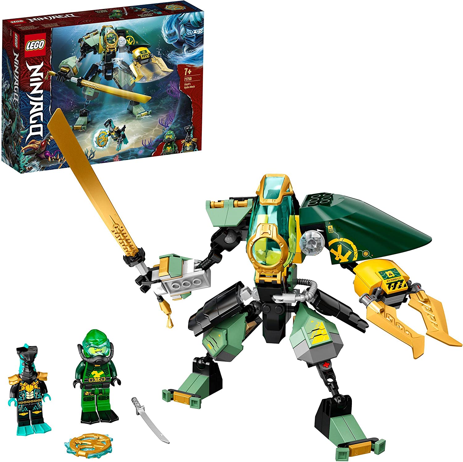 LEGO 71750 NINJAGO Lloyds Hydro-Mech, Underwater Set, Toy for Boys and Girls from 7 Years with 2 Ninja Mini Figures