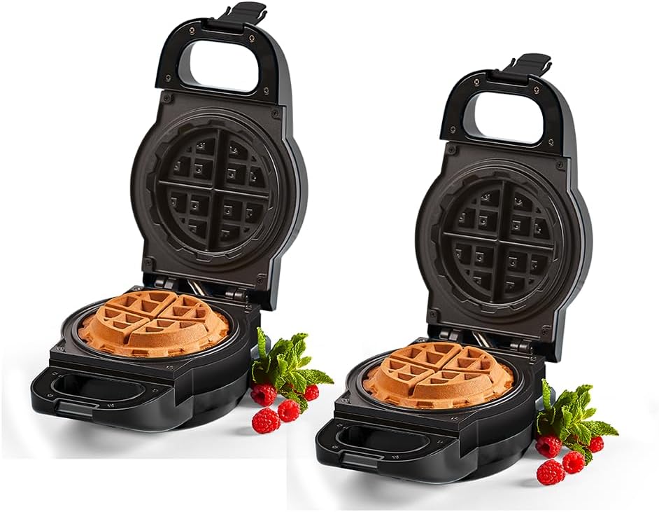 PowerXL Waffle Star - Waffle Iron for Filled Waffles - Pack of 2 13 cm - Non-Stick Coating - Waffle Maker with Anti-Drip Groove - Savoury & Sweet Waffles - Waffles Made of Vegetables, Pizza or