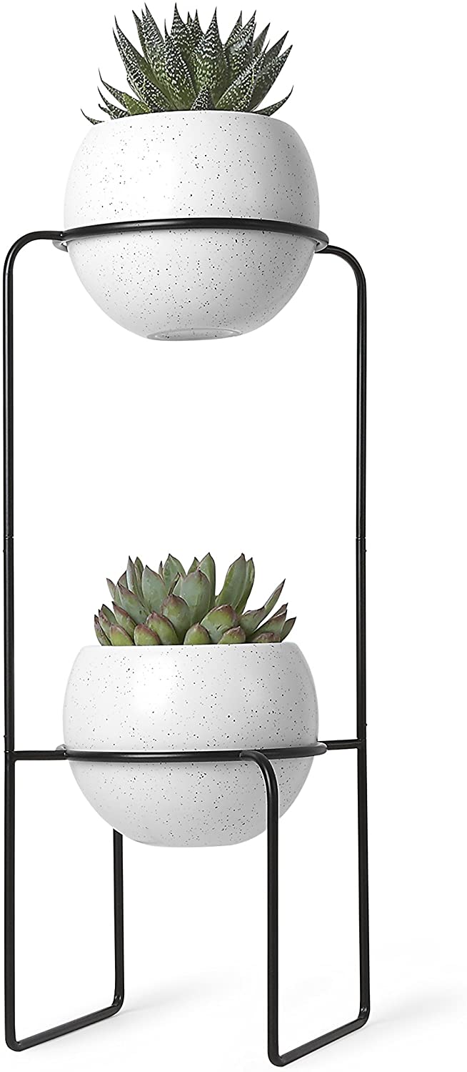 Umbra Nesta Plant Holder For Hanging Or Standing White/Black, Metal, 19 X 1