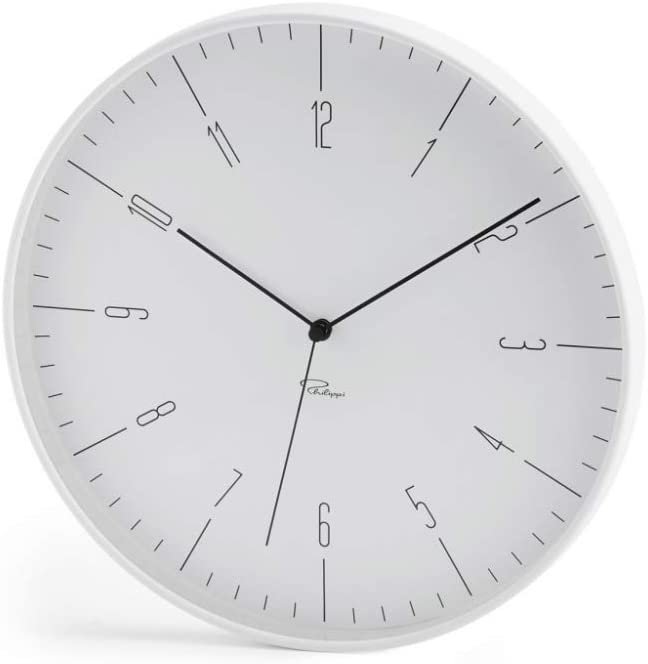 Philippi Cara Wall Clock, White ABS, Glass, Mess with Smoothing Sec, 30 (d)