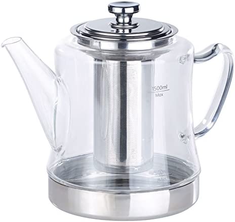 Rosenstein & Söhne 2-in-1 Glass Tea Maker & Teapot for All Hobs including Induction 1.5 L
