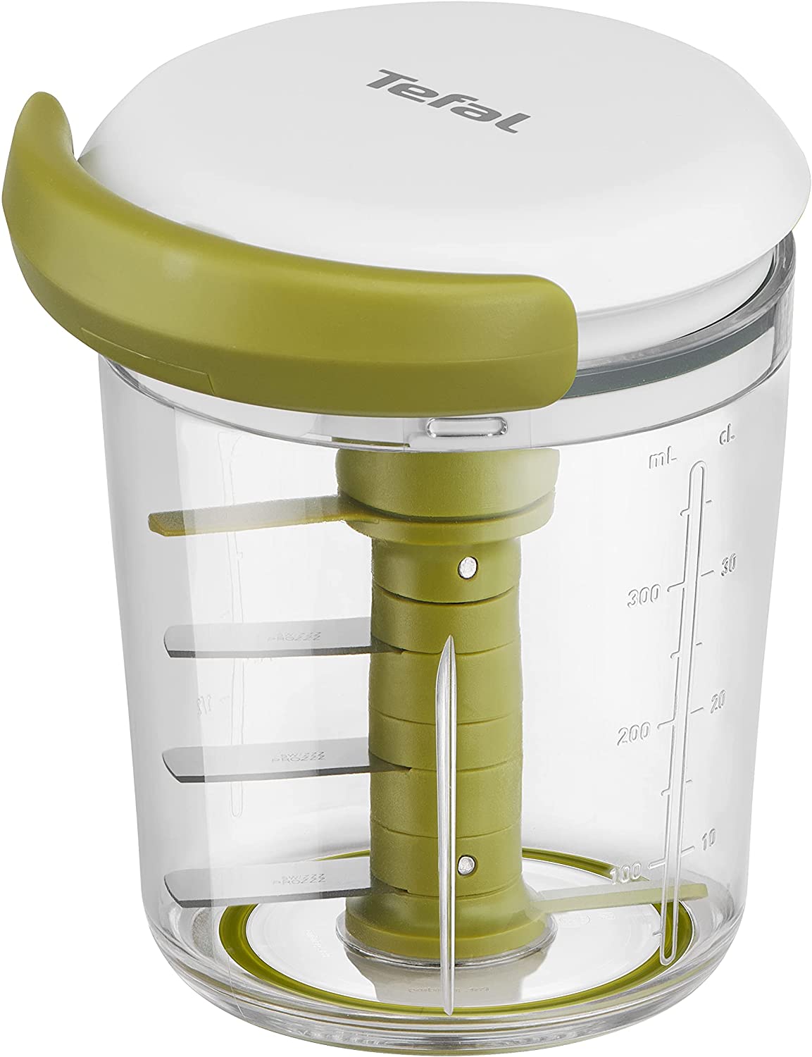 Tefal 5 Second Chopper Shaker K16441 - 5 Seconds Hand Chopper 450ml Thick, Medium and Fine Stainless Steel Blades, No Electricity, Non-Slip Base and Easy to Clean