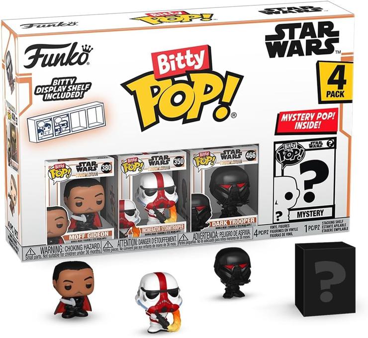Funko Bitty POP! Mandalorian - Moff Gideon™, Bitty Pop! Incinerator Stormtrooper™, Bitty Pop! Dark Trooper™, and a Mysterious Bitty Pop! Figure - Collectable - Gift Idea