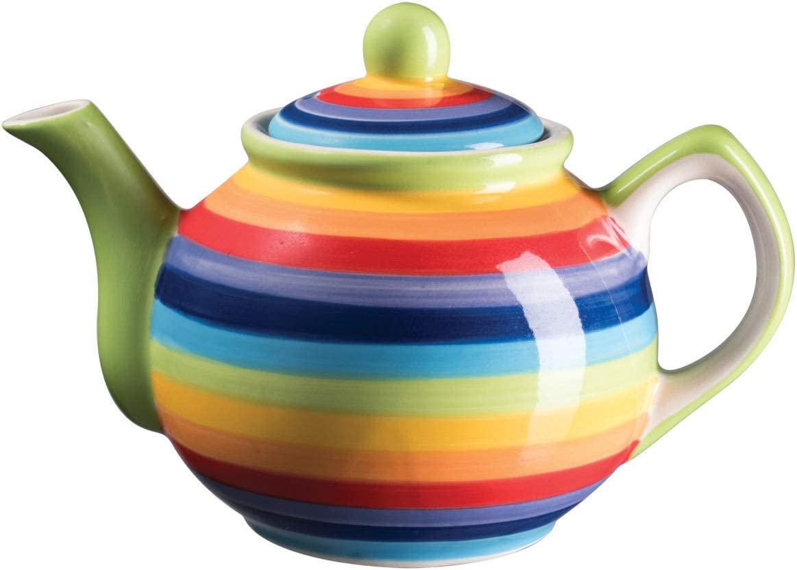 Purity Style Hand painted small teapot with rainbow stripes