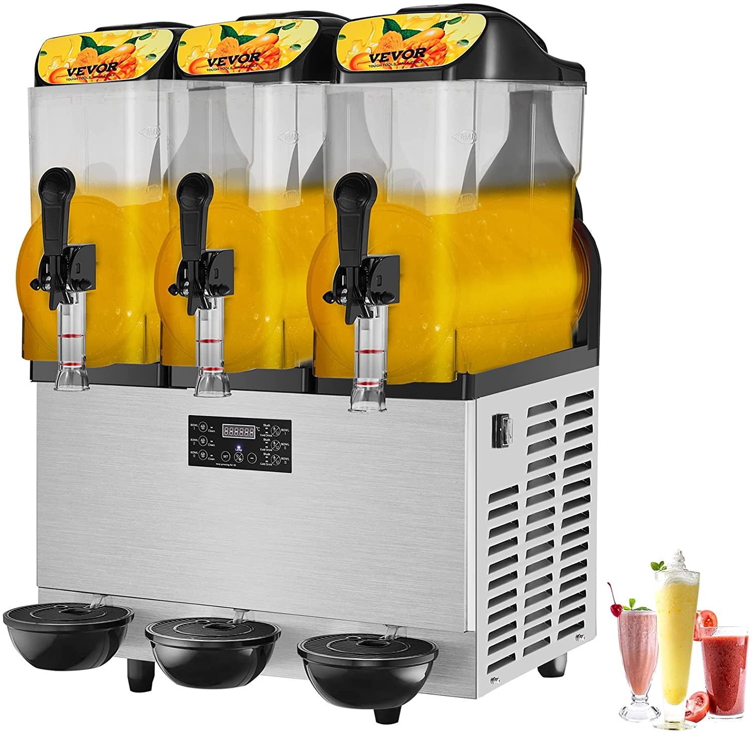 Vor Commercial Slushy Machine, 36l Single Bowl, 75 Cups Margarita Machine, 1100W Stainless Steel Margarita Smoothie, Frozen Drink Maker, Slushie Machine for Party, Cafe, Restaurants, Bars etc.