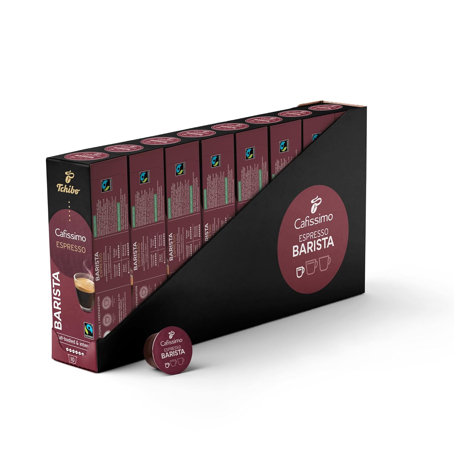 Tchibo Cafissimo Storage Box Espresso Barista Coffee Capsules, 80 Pieces (8 x 10 Capsules), Sustainable & Fair Trade