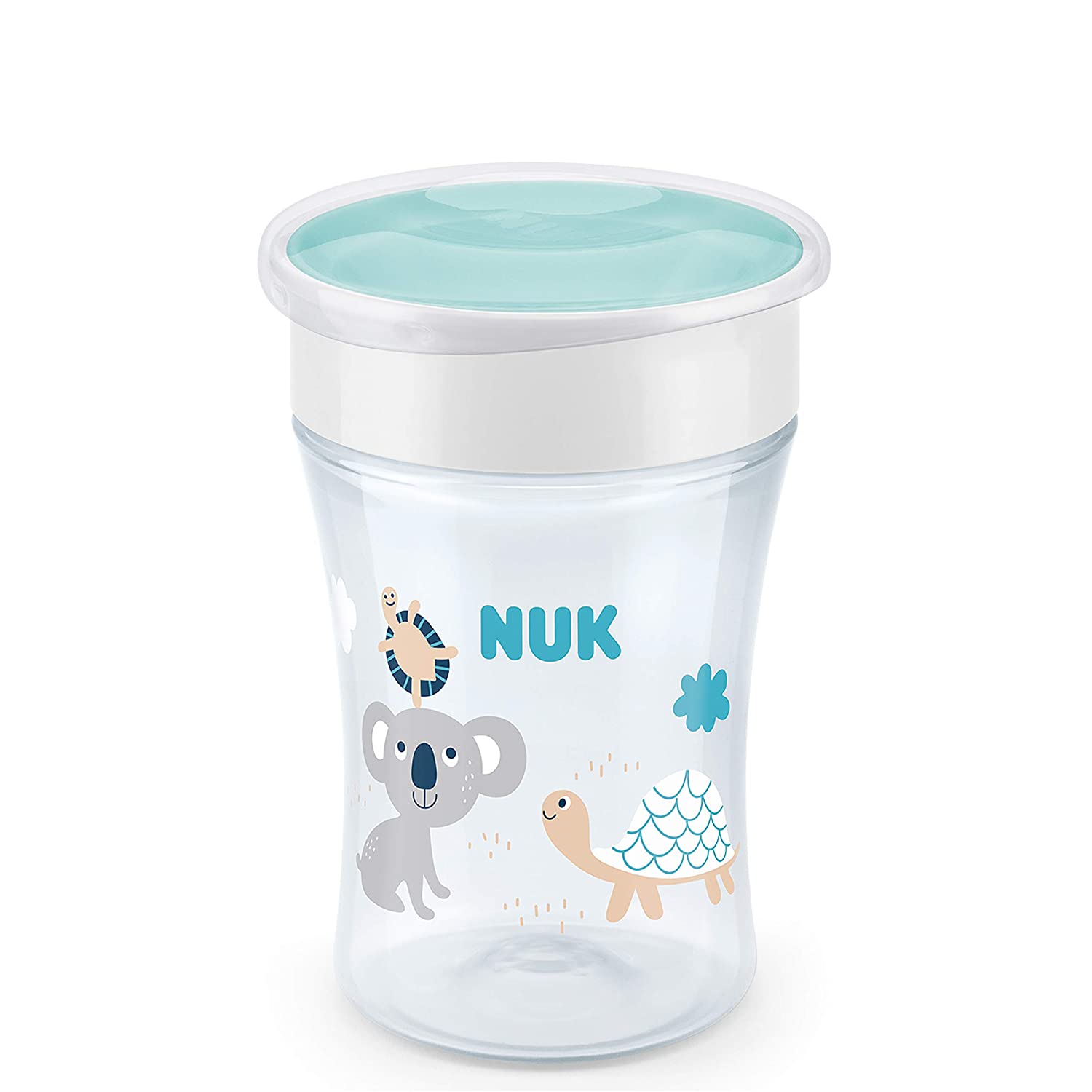 NUK Magic Cup learning cup | leak-proof 360 ° drinking rim | 8+ months | BPA free | 230 ml | Koala / turtle (white)