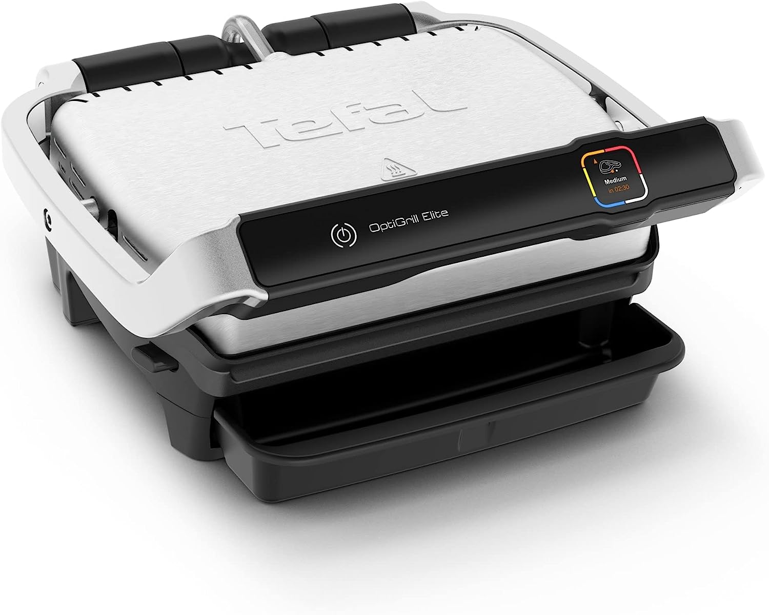 Tefal GC750D Optigrill Elite Contact Grill Includes Recipe Book 12 Intuitive programs Intuitive Sensor Grill Boost Function Dishwasher Safe Plates Stainless Steel / Black