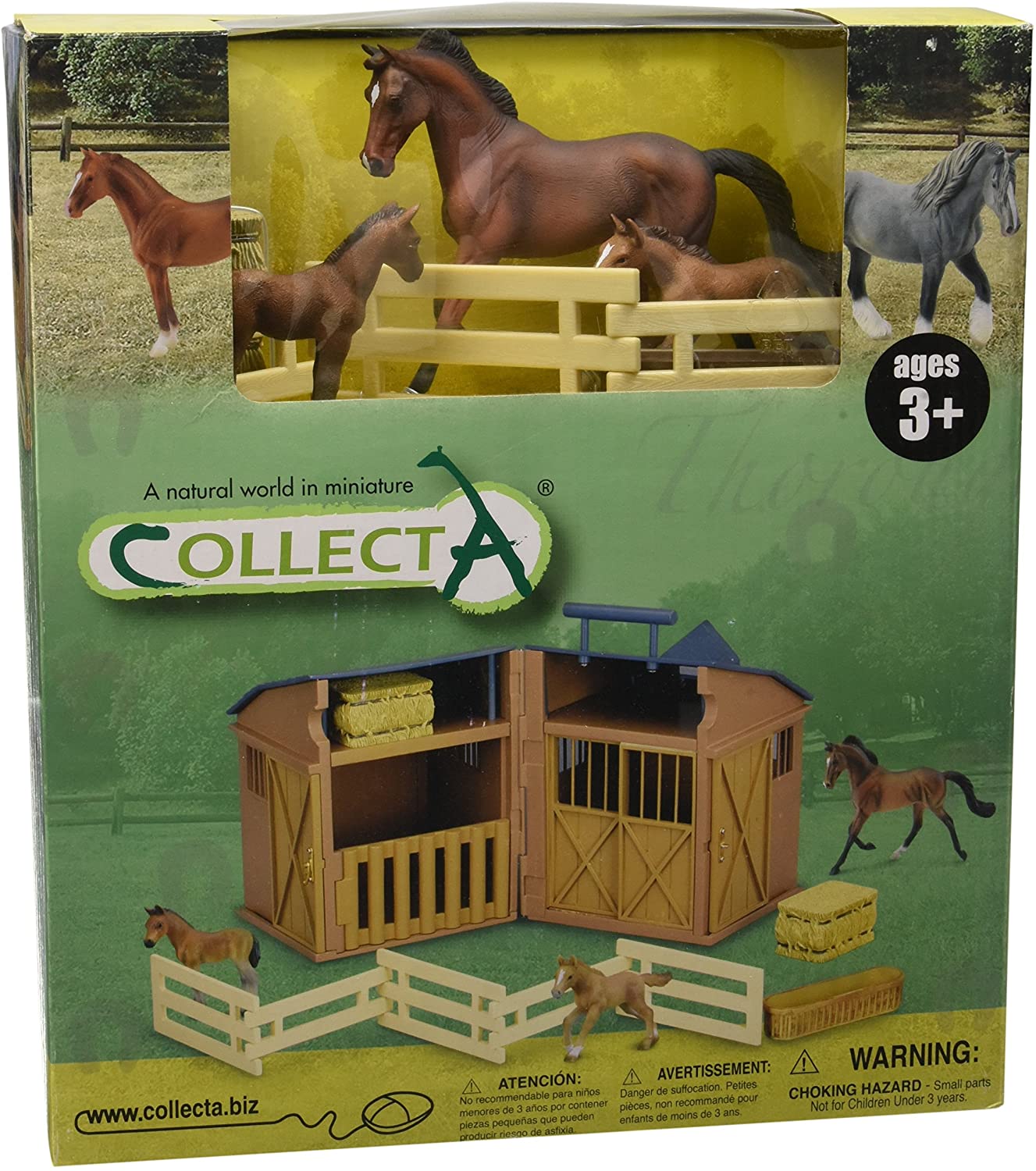 Collecta - Col89528 - Horse Stable With 3 Horses And Accessories