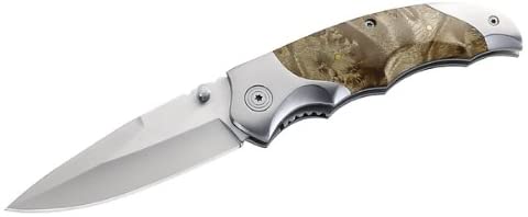 Herbertz one Hand Knife, AISI 420, Burl Wood, Two Stainless Steel Bolsters, Clip