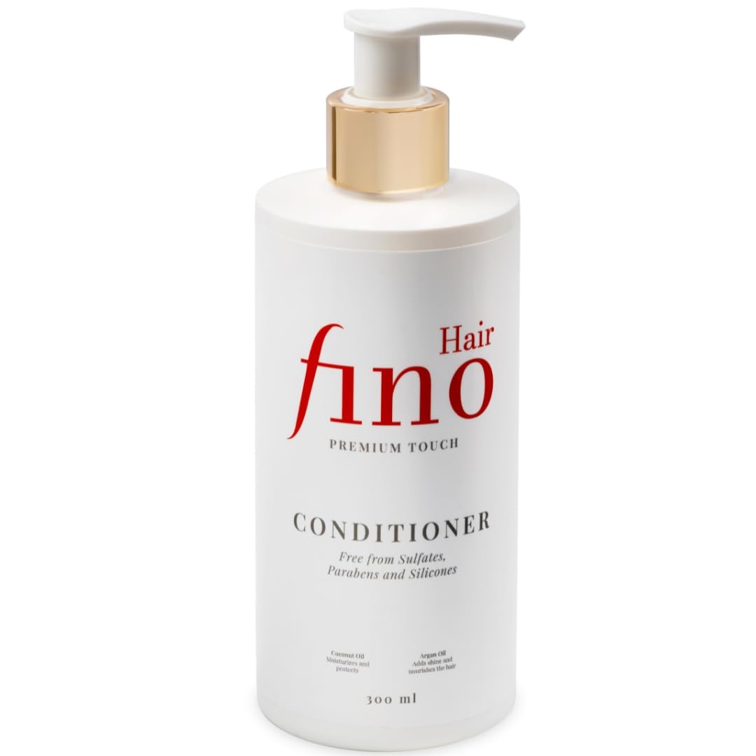 fino Hair Moisturizing Conditioner - Regeneration & Shine with Coconut Oil, Argan Oil & Keratin - Natural & Vegan - For Dry Hair - 300ml