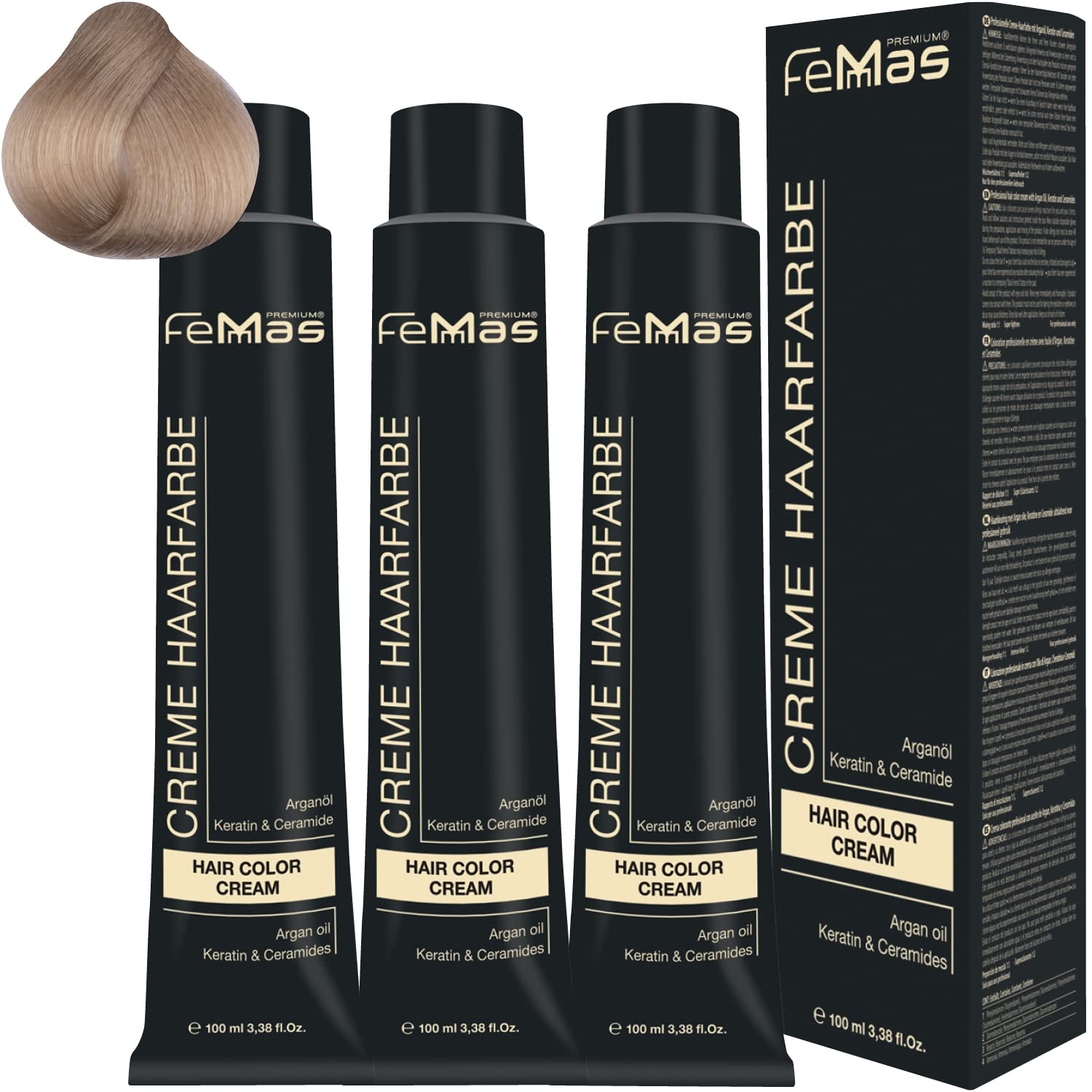 Femmas Hair Colour Cream 100 ml Hair Colour Pack of 3 Platinum Blonde Intensive 11.0, ‎platinum