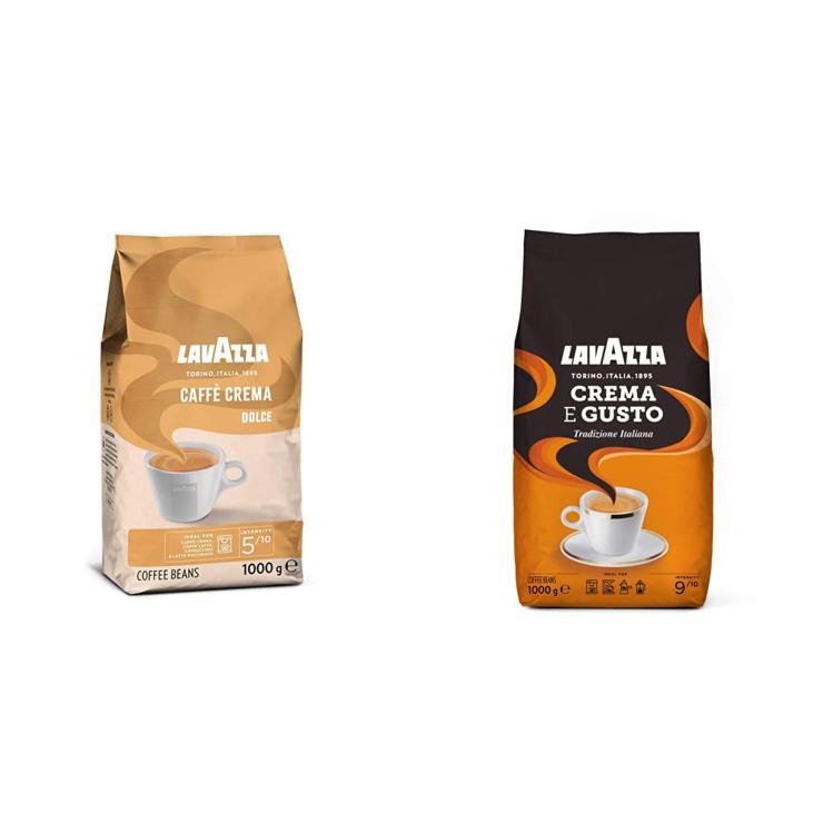 Lavazza, Caffè Crema Dolce, Intensity 5/10, 1 kgg & Crema e Gusto Tradizione Italiana, Roasted Coffee Beans with Spicy Aromatic Notes, Arabica and Robusta Coffee Beans, 1 kg