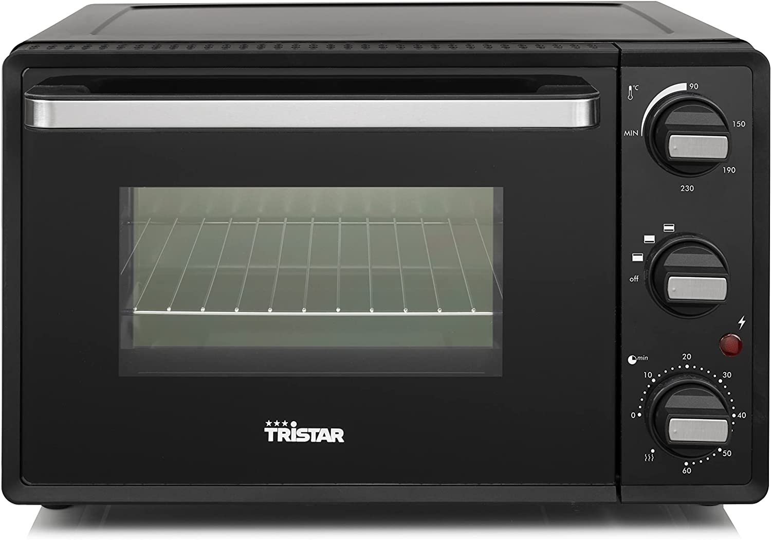 Tristar OV-3615 Mini Oven for Grilling, Baking and Toasting, 60 Minute Timer, Capacity 10 Litres, 800 Watt Power, Black