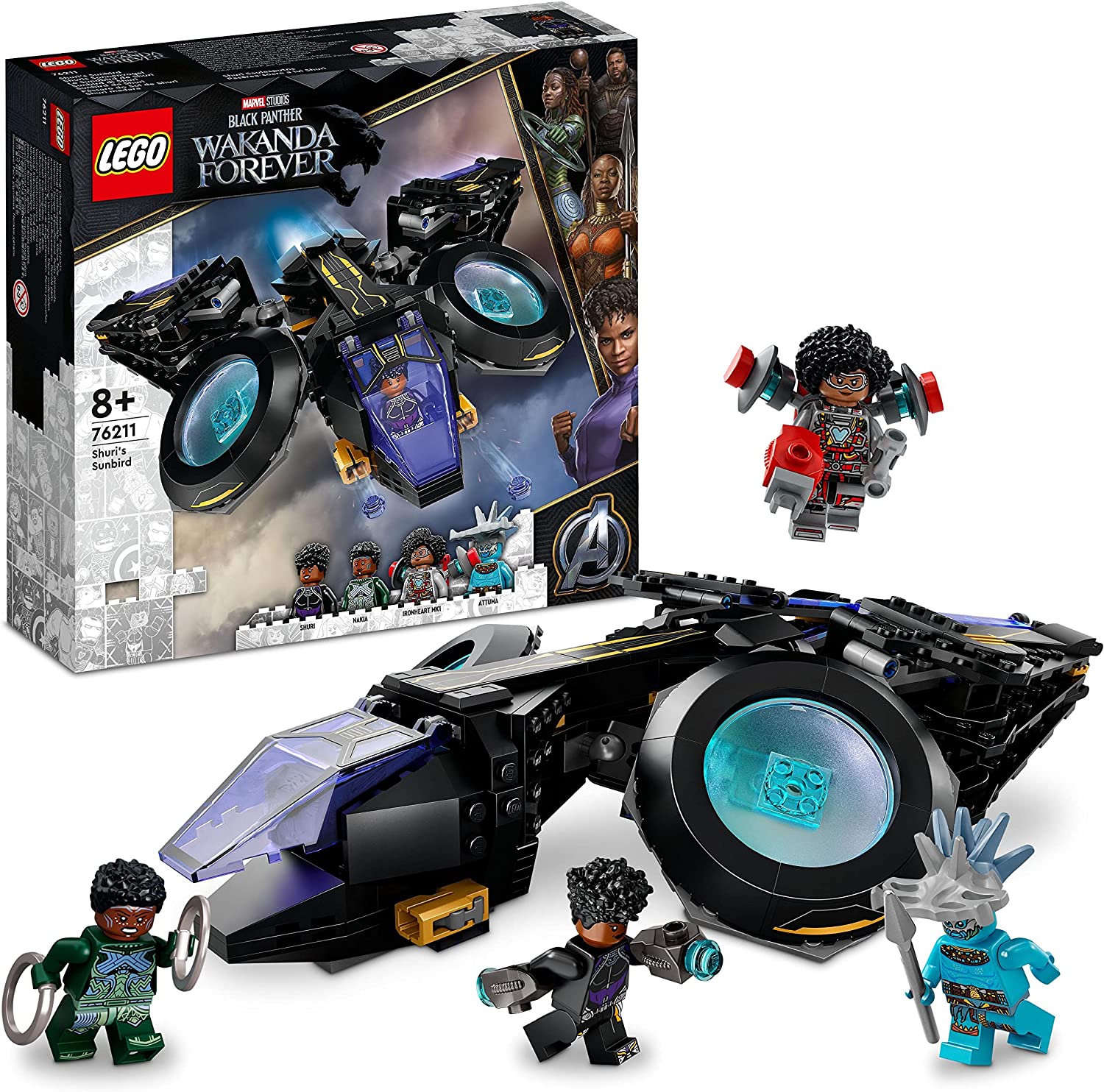 LEGO 76211 Marvel Shuris Sun Bird, Black Panther Toy for Building, Airship for Kids, Wakanda Forever Set, Avengers Superhero Gift