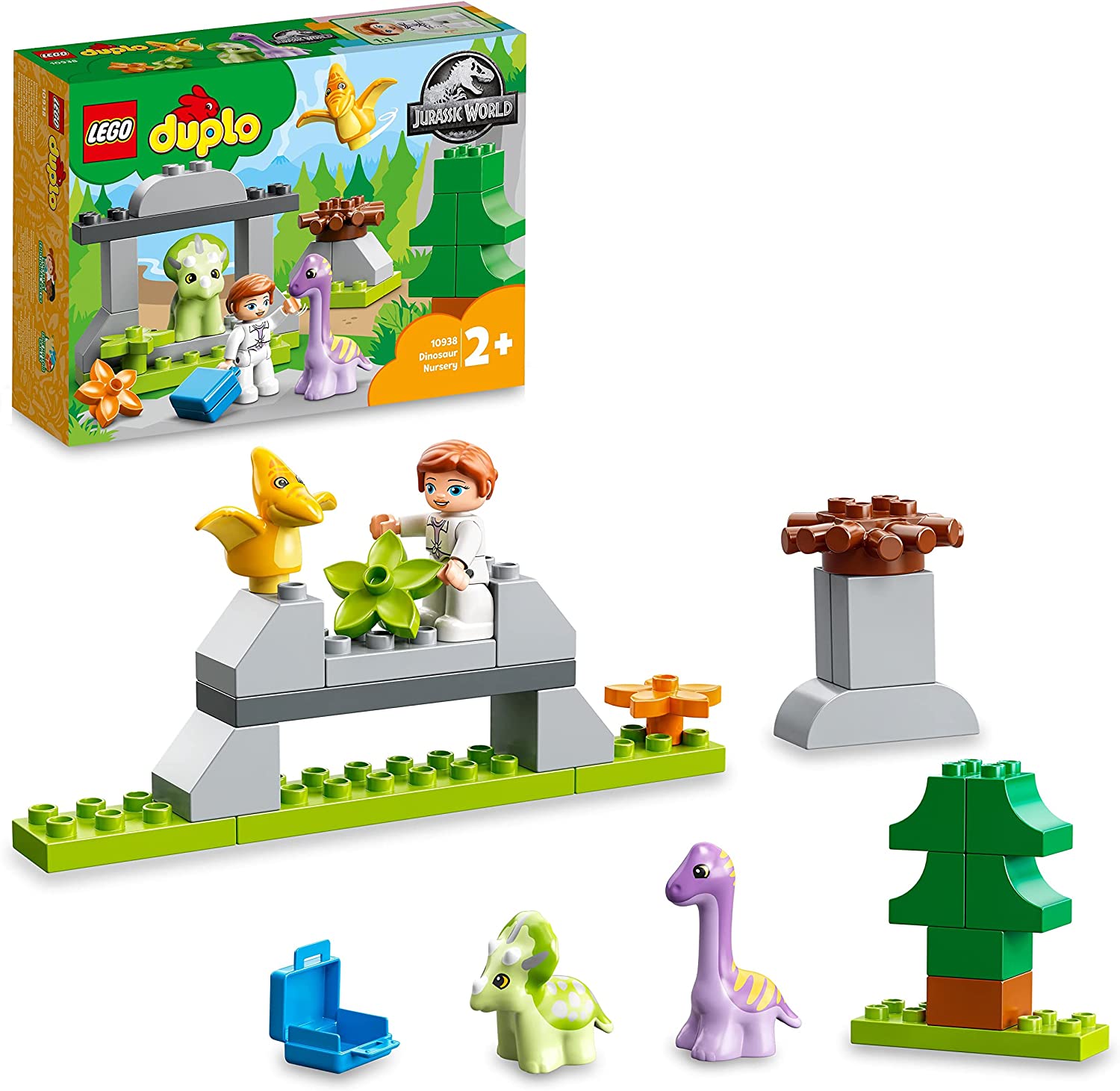 LEGO 10938 DUPLO Jurassic World Dinosaur Nursery with Baby Dino Figures and Triceratops, Toy for Toddlers from 2 Years