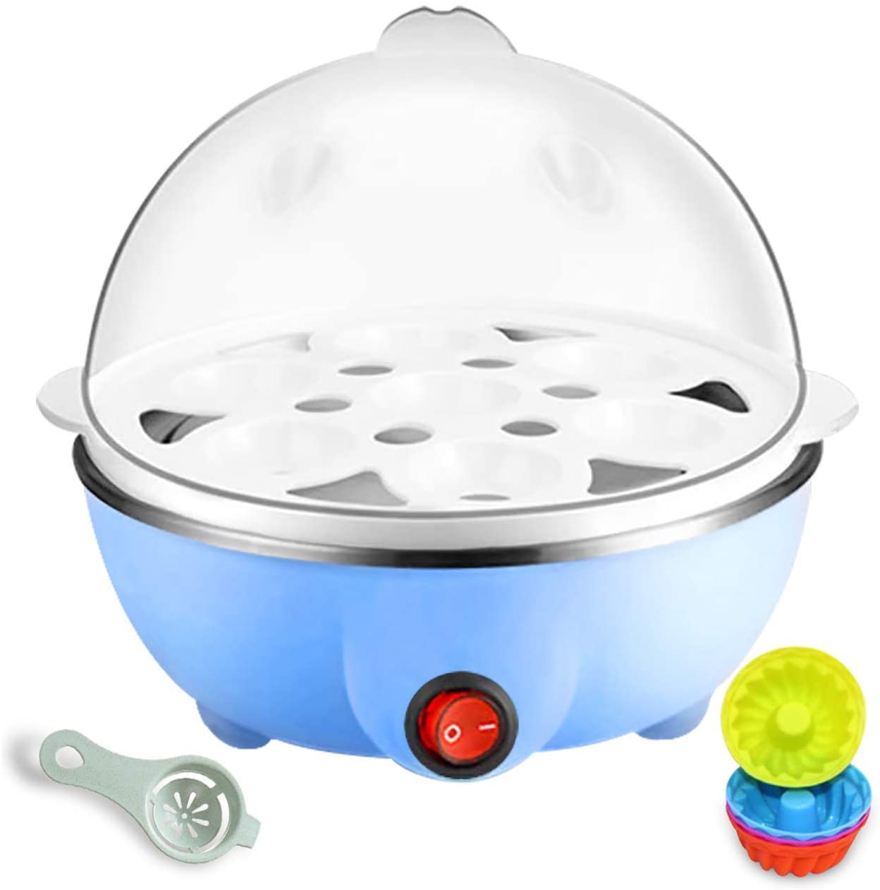 readleaf Electric Egg Boiler Easy Electric Egg Poacher with Automatic Shut-Off, Capacity 1-7 Eggs, BPA-Free (Blue)