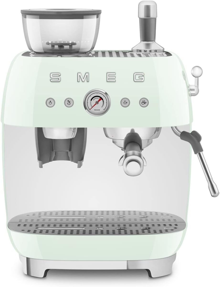 Smeg EGF03PGEU Espresso Machine, Fully Automatic Coffee Machine, 50s Style, Pastel Green