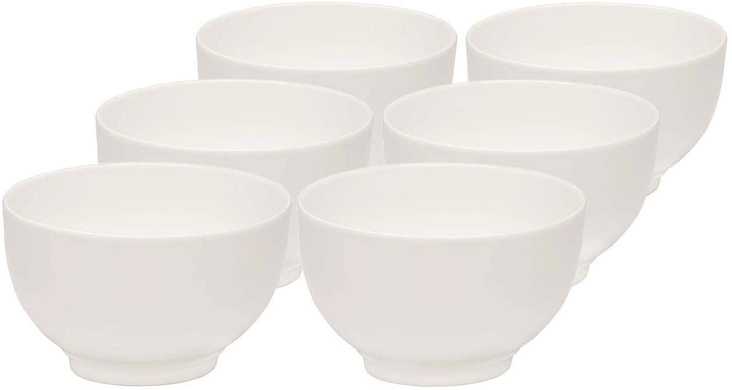 vivo by Villeroy & Boch group vivo by Villeroy and Boch Group Basic White Bowls Set of 6, 750 ml, Premium Porcelain, Dishwasher and Microwave Safe, White