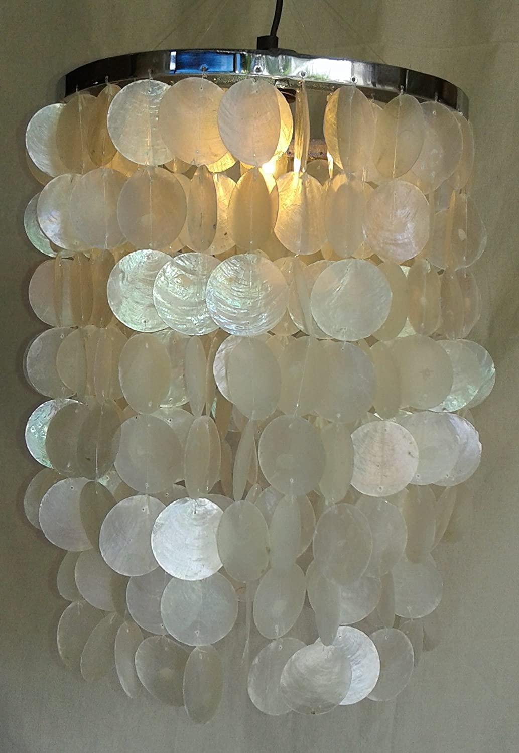 Guru - Shop Samoa Chrome Shell Lamp / Ceiling Light Made Of Hundreds Capiz,
