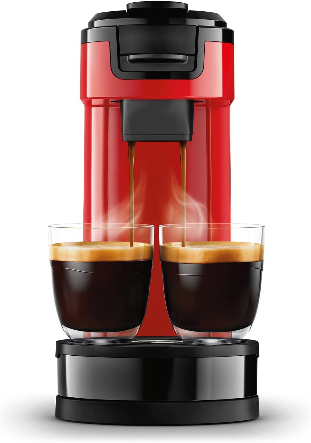 Philips Domestic Appliances Senseo Philips Switch Coffee Maker and Filter - 2-in-1 Technology, 1 Litre Water Tank, 7 Cups in a Single Wood, Colour Red (HD6592/85)